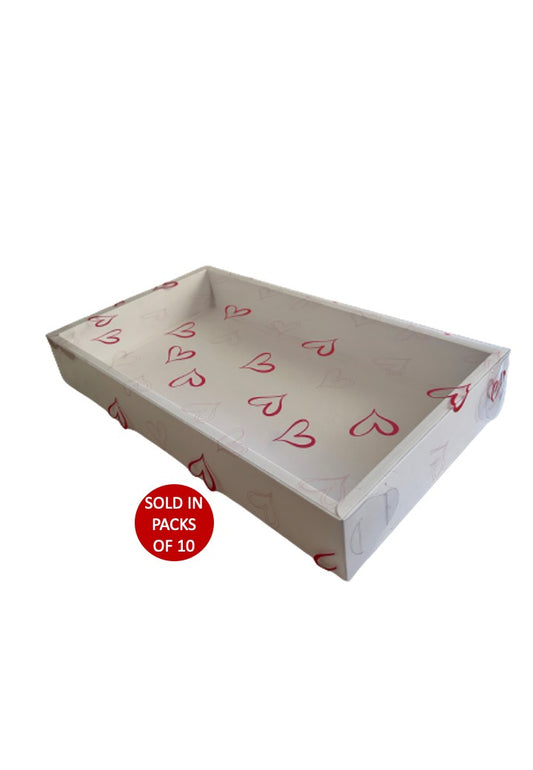 XL Cookie Box (White) 216x400x60mm Hearts