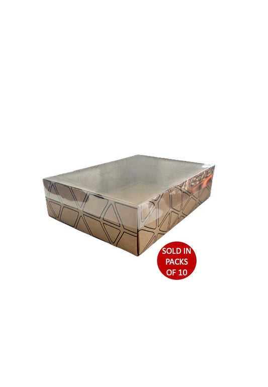 Kraft Hamper Box  (Geometric) 300x220x80mm (Pack of 10)