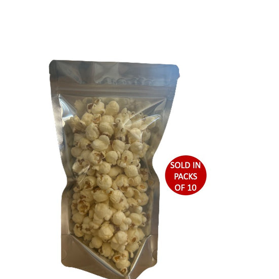 Small metalised clear stand up pouch 140x245+84