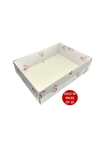 White Hamper Box (300x220x80mm) Hearts