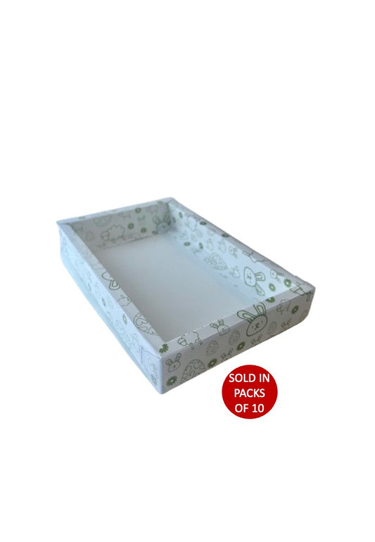 Rectangle Chocolate Box (White) 139x217x30mm (Green Easter)