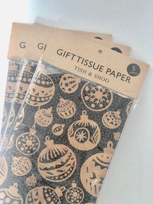 Christmas baubles bronze on navy 5 sheet pack