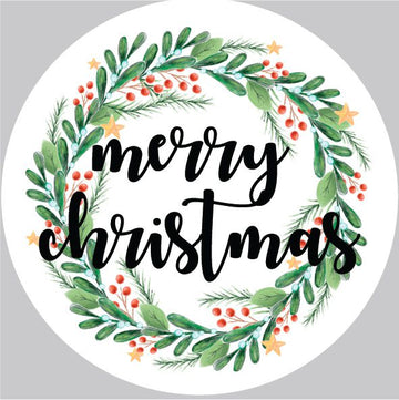 Merry Christmas (Wreath) Sticker (Pack of 15)