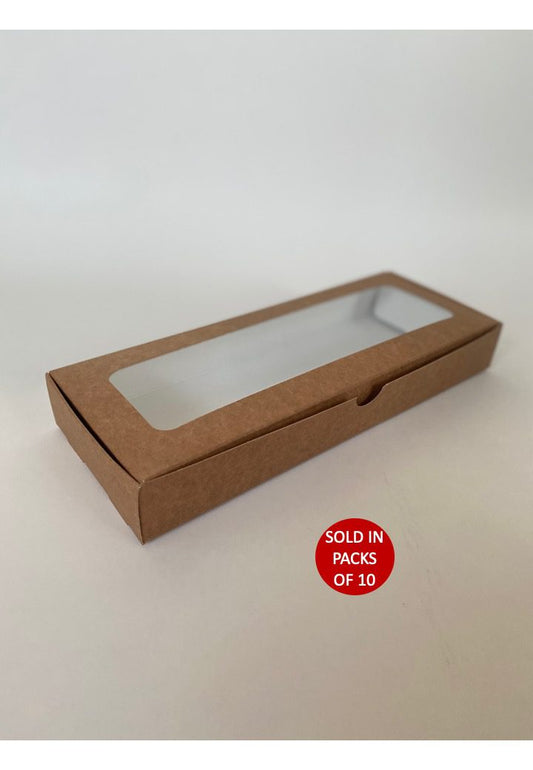 Flat Donut Box (Kraft) 255x100x33mm (Pack of 10)