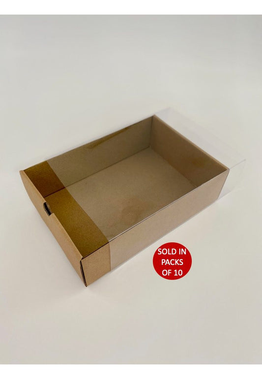 Kraft Sliding Gift Box with PVC Sleeve 256x176x77mm (Pack of 10)