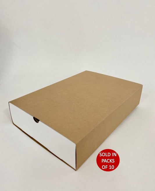 Large White Sliding Gift Box With Sleeve (Kraft)350x245x75mm