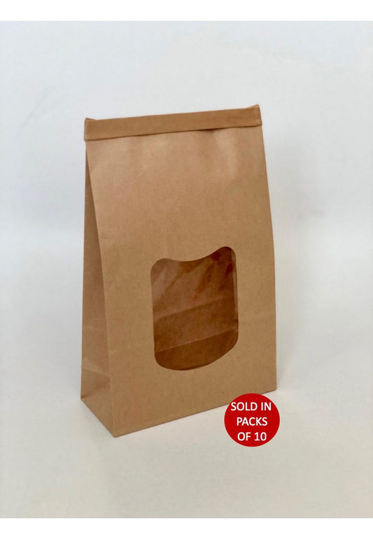 Tin tie bags with window kraft large