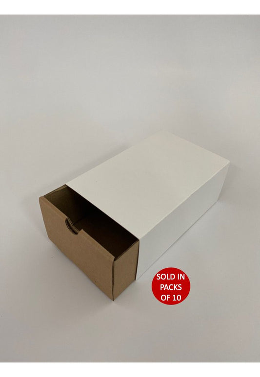 Small Kraft Sliding Gift Box with Sleeve (White)175x117x75mm