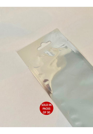 Silver pouch with clear font 100x200mm