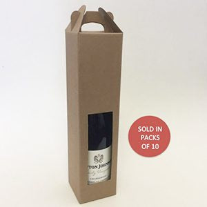 Kraft Single Bottle Wine Box With Handle (Pack of 10)