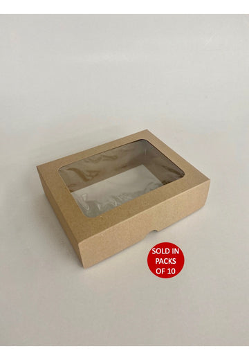 Kraft Biscuit Box with Window 175x135x50mm (Pack of 10)