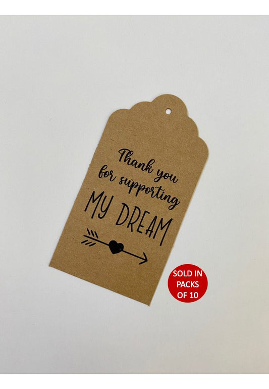Thank You For Supporting My Dream Tag (Kraft) (Pack of 10)
