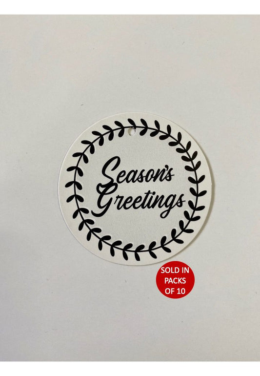 Season's Greetings Round Tag (White)