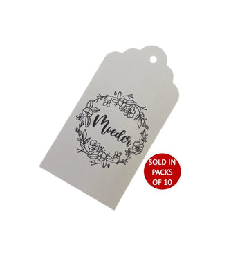 Moeder Wreath Tag (White)
