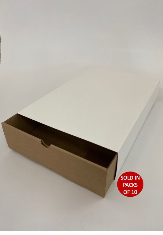 Large Kraft Sliding Gift Box with Sleeve (White)350x245x75mm (Pack of 10)