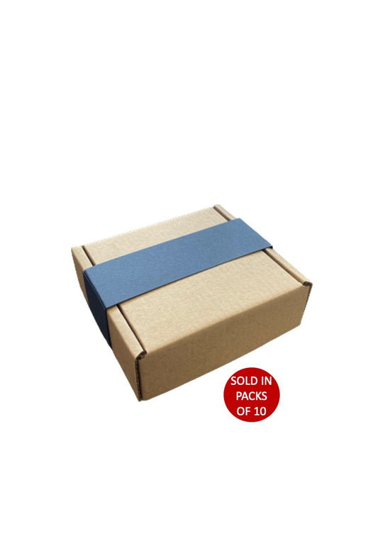 Navy Blue Belly Band ONLY (Fits Kraft Flip Lid Box 125x118x38mm) (Pack of 10)