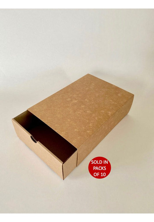 Kraft Sliding Gift Box with Sleeve (Kraft)256x176x77mm (Pack of 10)