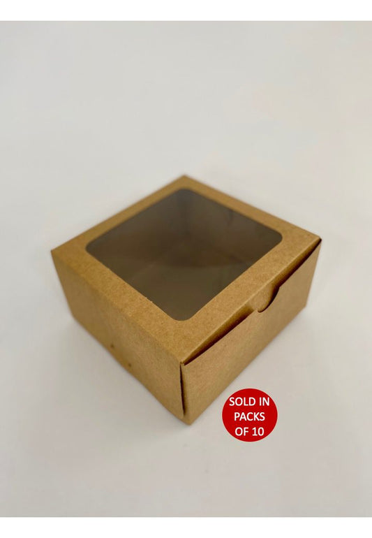 4 Cupcake Box (Kraft) 155x155x85mm (Pack of 10)
