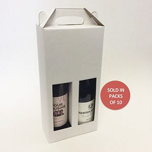 White 2 Bottle Wine Box With Handle (Pack of 10)