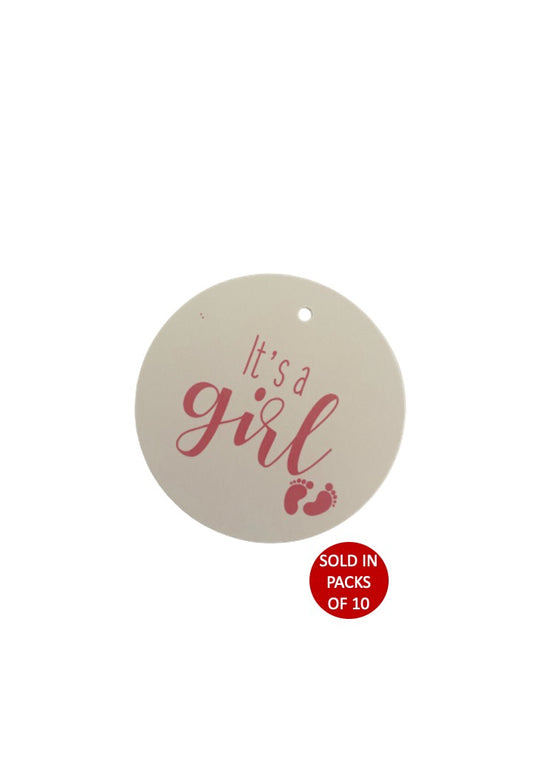 It's a Girl Tag Feet (Pink on White)