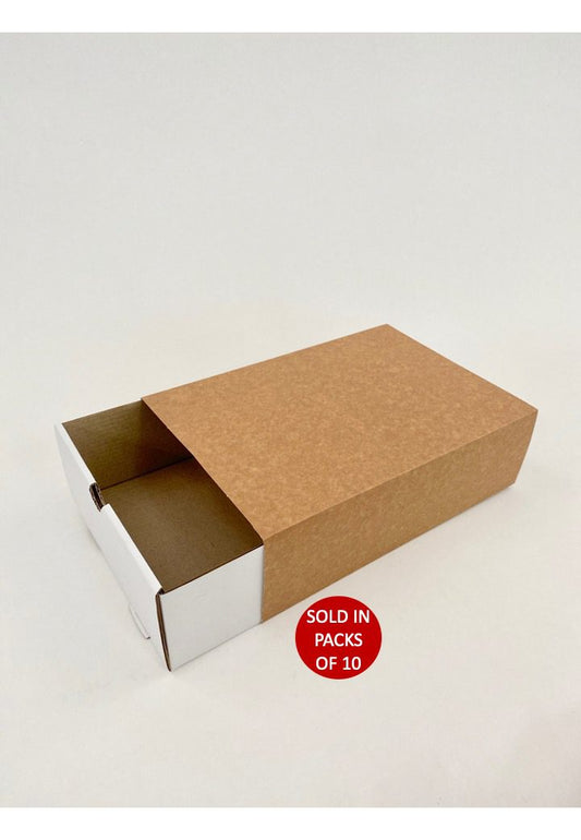 White Sliding Gift Box with Sleeve (Kraft)256x176x77mm
