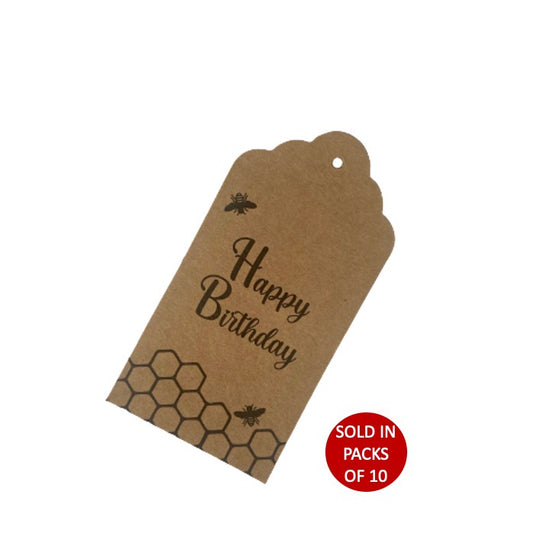 Happy birthday bees tag kraft