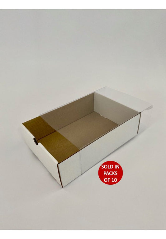 White Sliding Gift Box with PVC Sleeve 256x176x77mm