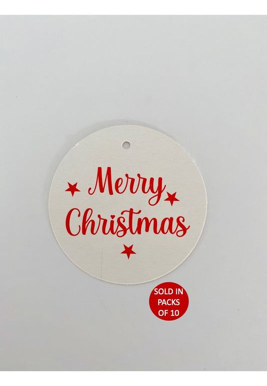 Merry Christmas Tag (Red on White)