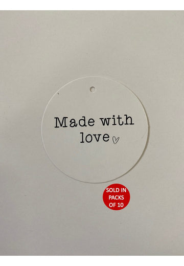 Made With Love Round Tag (White)