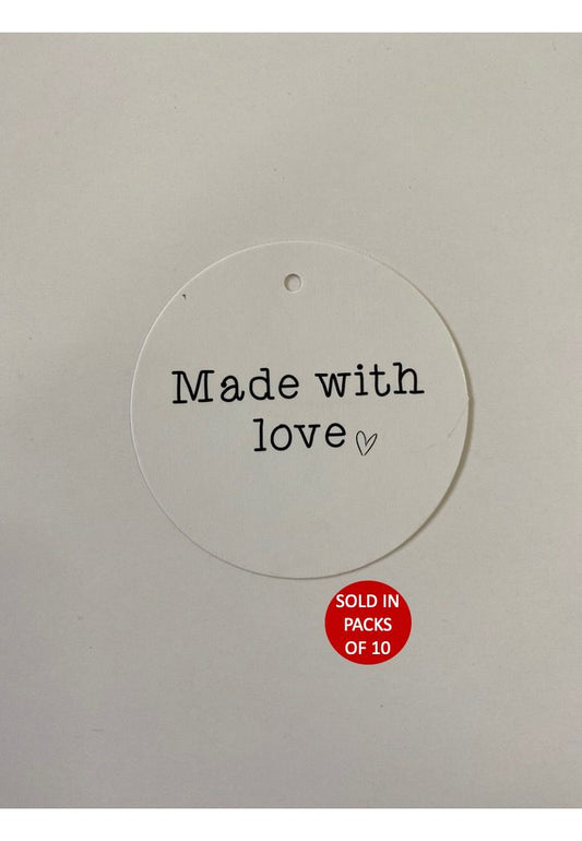 Made With Love Round Tag (White)