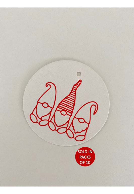 Gnomes Tag (Red on White)