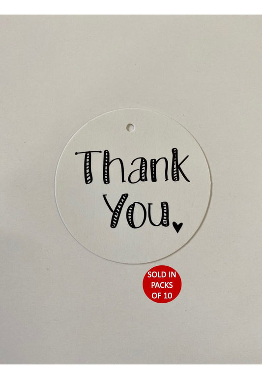 Thank You (Heart) Round Tag (White)