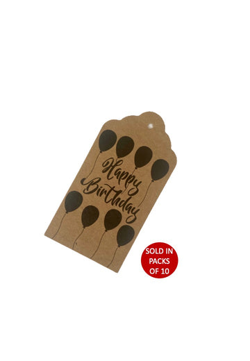 Happy Birthday Balloons Tag (Kraft)