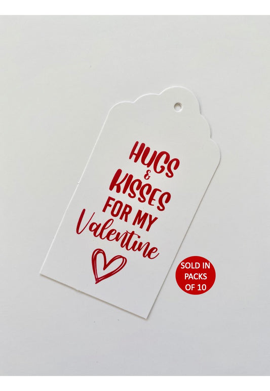 Hugs & Kisses Tag (Red on White)