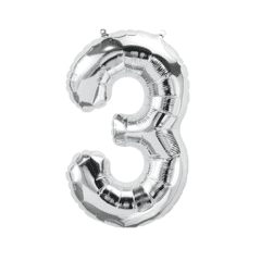 3 Number Balloon (Silver) (86cm)